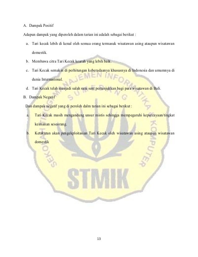 Peranan tari kecak sebagai daya tarik wiasatawan