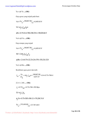 Perancangan Struktur Baja 
Page 13 of 45 
www.LaporanTeknikSipil.wordpress.com 
5. Perhitungan Kuda-kuda (Gable) 
5.1 Pembebanan pada balok gable 
Figure 3 Gambar distribusi pembebanan 
Pembebanan pada balok gable akibat beban-beban yang dipikul oleh gording 
terpanjang yaitu = 6 meter. 
Kaki kuda-kuda Kaki kuda-kuda 
2,03 m 
15,23 m 
Figure 4 Pembebanan yang dipikul oleh gording 
Twitter: @AfretNobel | facebook: http://www.facebook.com/afretnobel 
 