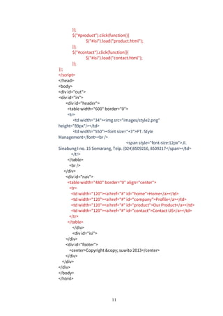 Html Code For A Company Profile Html Code Perancangan company profile berbasis Web | PDF