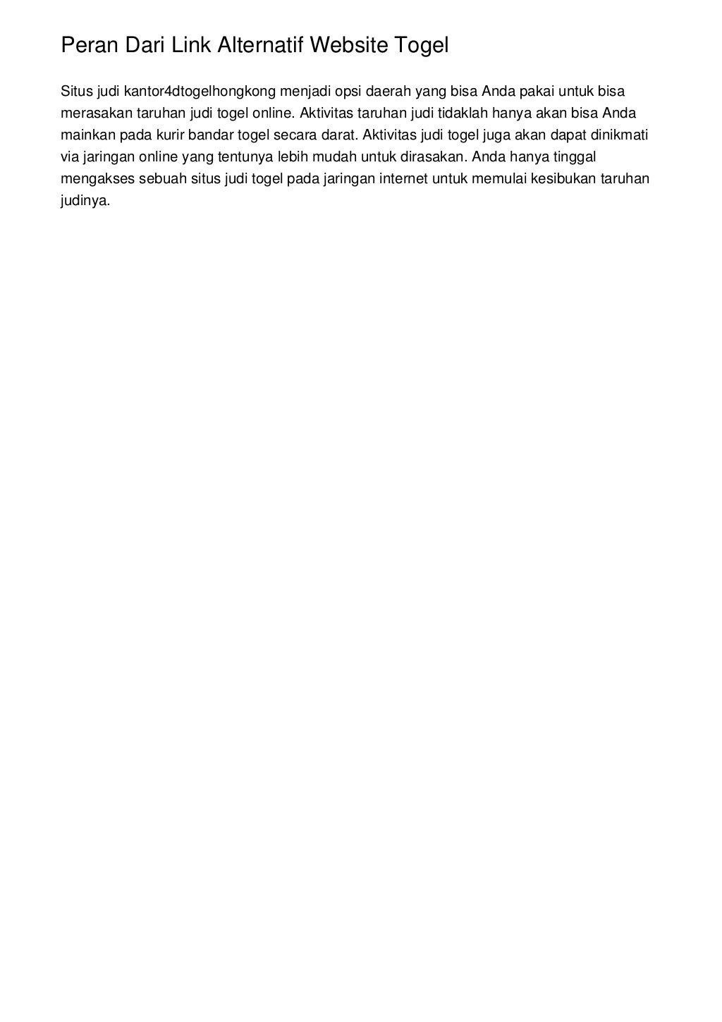 Peran Dari Link Alternatif Website Togel