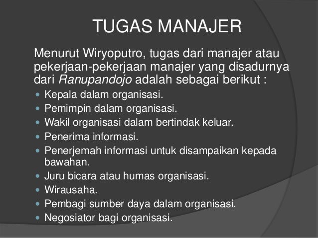 Peran, Fungsi, dan Tugas Manajer