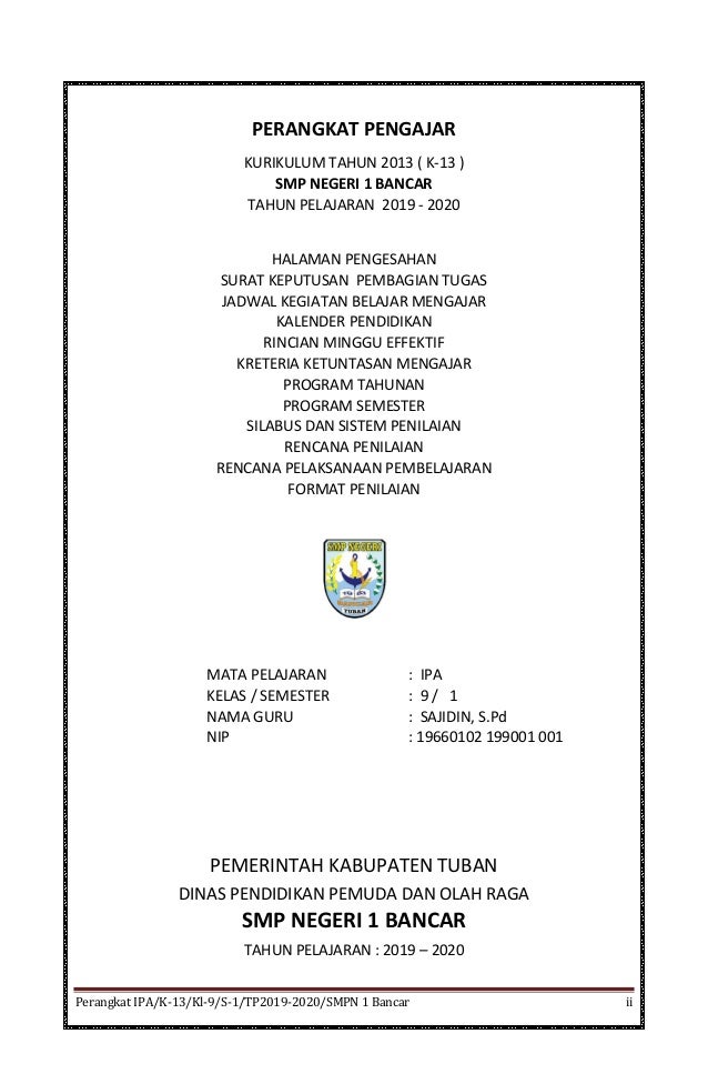 Perangkat Mengajar Ipa K13 Smp Kelas 9 Semester 1