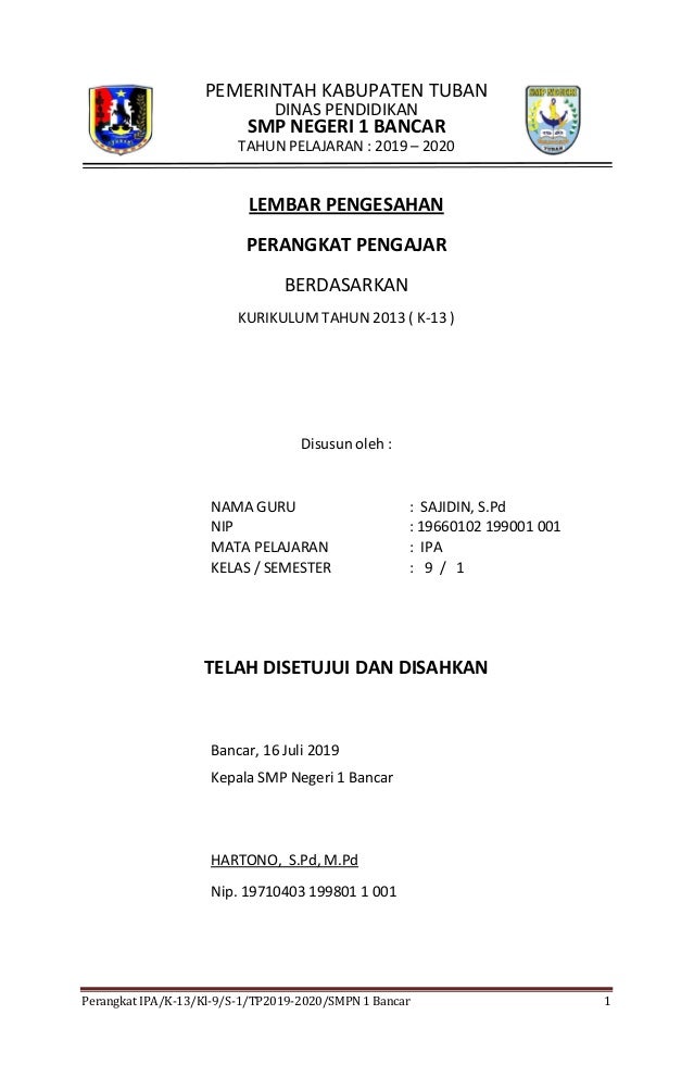 Perangkat Mengajar Ipa K13 Smp Kelas 9 Semester 1