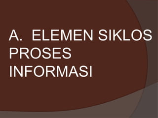 A. ELEMEN SIKLOS
PROSES
INFORMASI
 