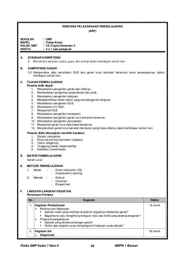 Perangkat mengajar IPA-Fisika smp kelas 7 sem-2 