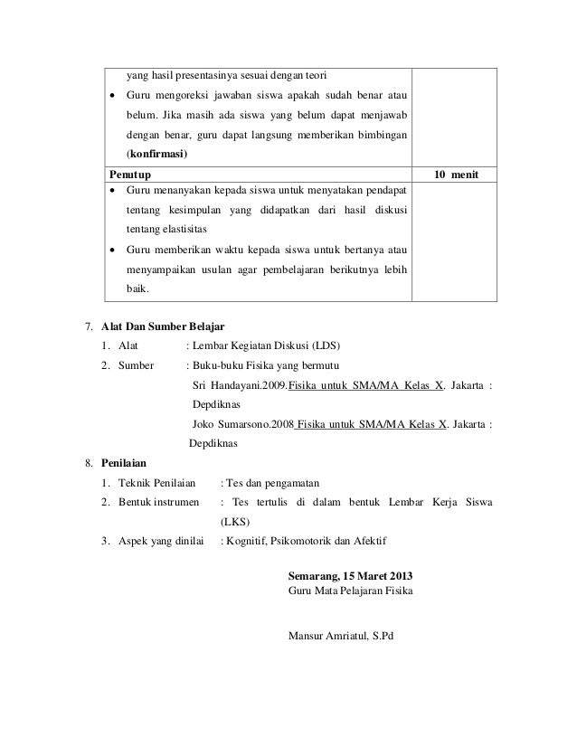 Contoh Perangkat Pembelajaran Ppg Sm3t Unnes Tentang Elastisitas By