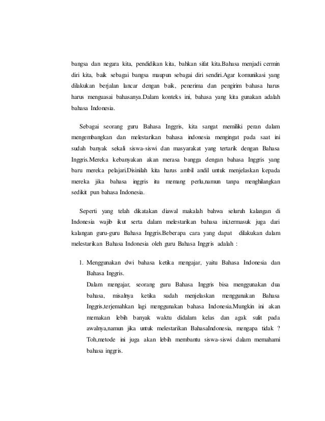 Peran Guru Bahasa Inggris Dalam Melestarikan Bahasa Indonesia