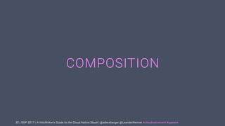 | OOP 2017 | A Hitchhiker’s Guide to the Cloud Native Stack | @adersberger @LeanderReimer #cloudnativenerd #qaware
COMPOSITION
32
 