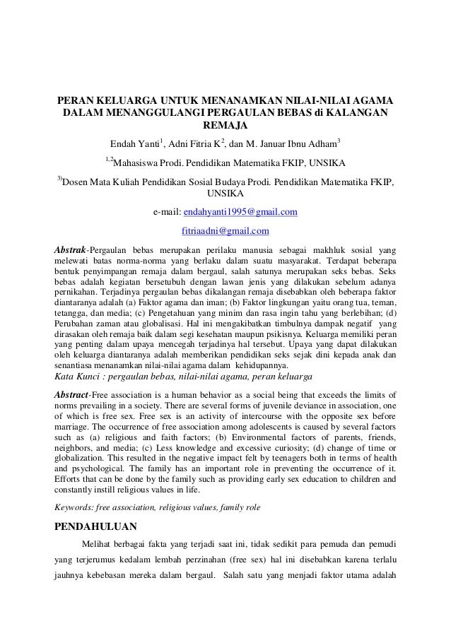 Peran Keluarga Untuk Menanamkan Nilai Nilai Agama Dalam Menanggulangi