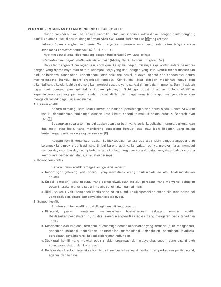 Peran Kepemimpinan Dalam Mengendalikan Konflik