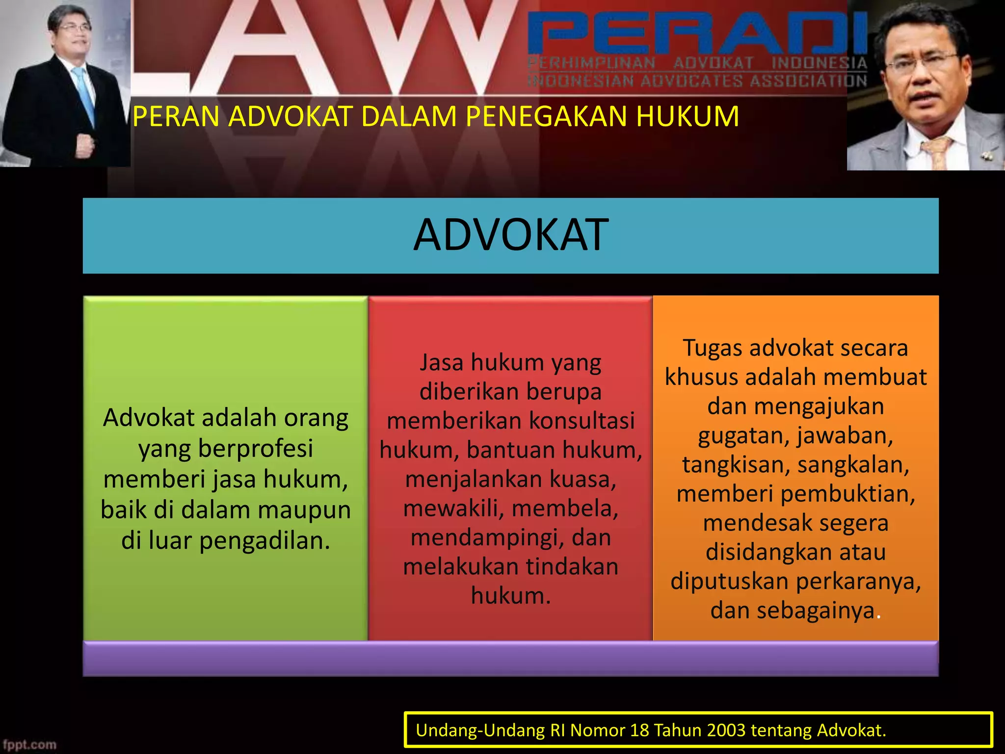 Peran Lembaga Penegak Hukum Dalam Menjamin Keadilan dan Kedamaian | PPTX