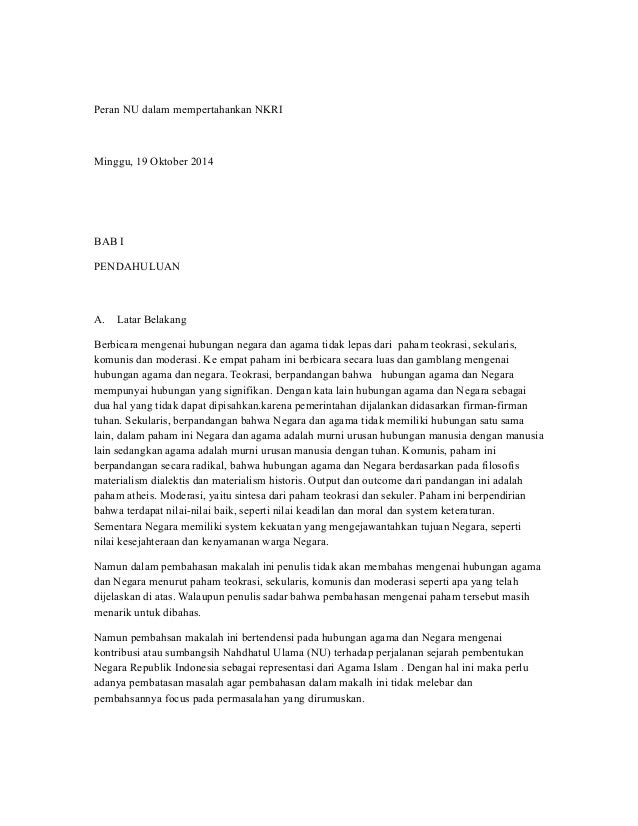 Peran Nu Dalam Mempertahankan Nkri