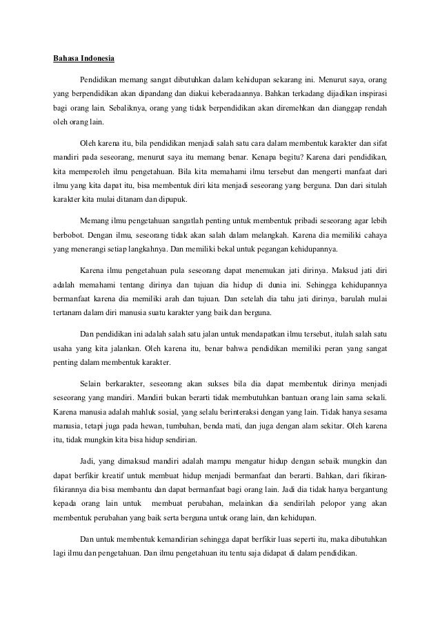 Peran Pendidikan Dalam Membangun Manusia Berkarakter Dan Mandiri