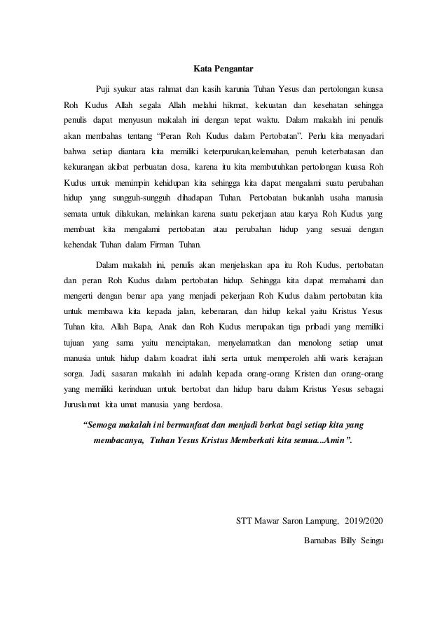 Peran Roh Kudus Dalam Pertobatan