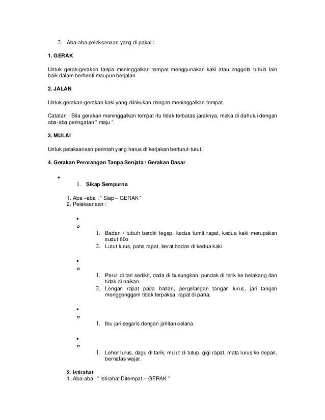Sebutkan Macam Macam Aba Aba Pelaksanaan Sebutkan Mendetail