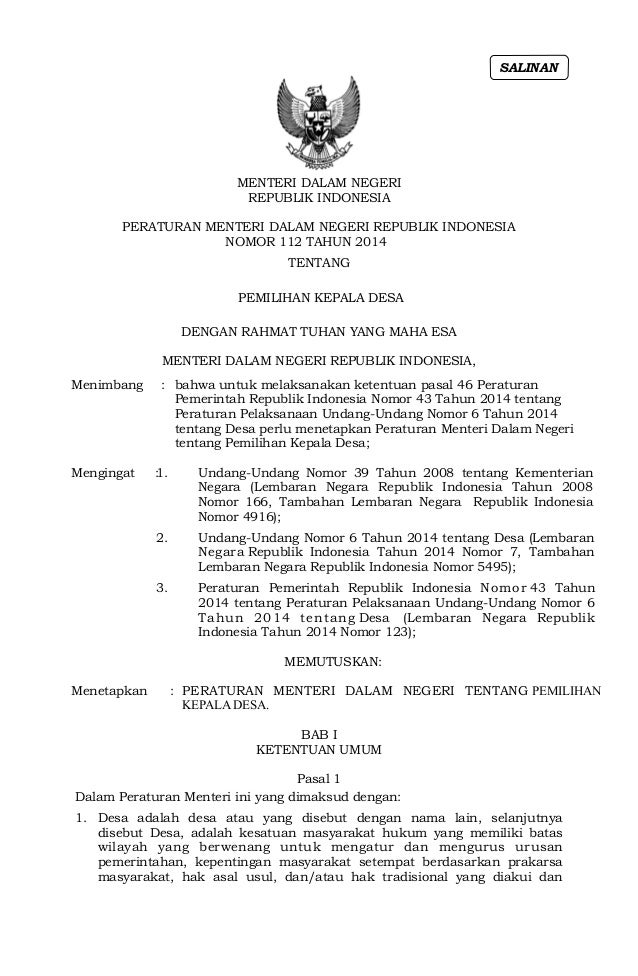 Peraturan menteridalamnegerirepublikindonesianomor
