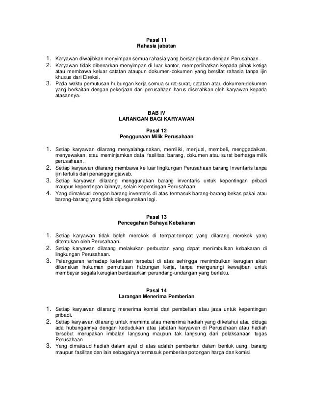 Contoh Surat Menjaga Rahasia Perusahaan - Peraturan Perusahaan contoh surat menjaga rahasia perusahaan peraturan perusahaan