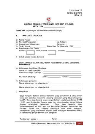 surat berhenti kolej