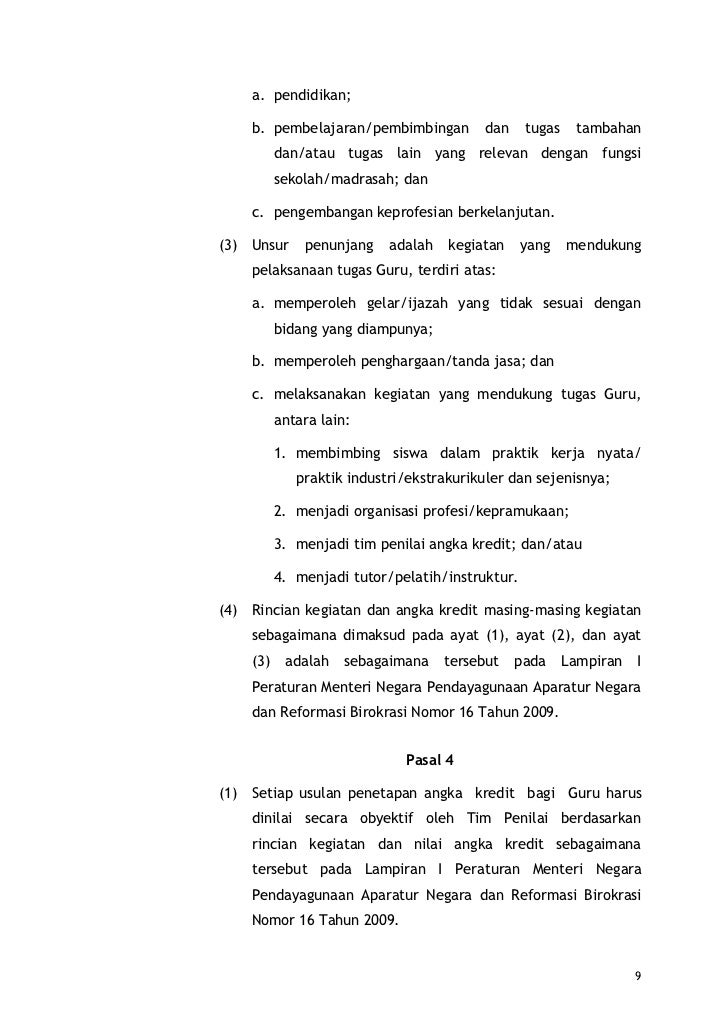 Peraturan bersama mendiknas dan bkn ttg juklak jabfung 