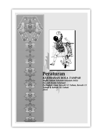 Peraturan
KEJOHANAN BOLA TAMPAR
Majlis Sukan Sekolah-Sekolah (MSS)
Daerah Kuala Selangor
Peringkat Umur Bawah 12 Tahun, Bawah 15
Tahun & Bawah 18 Tahun
2016
 