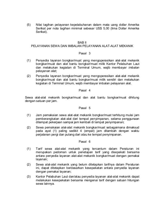 Batam Port Official Tariff