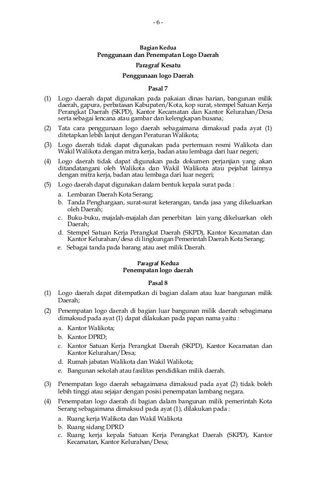 PERATURAN DAERAH KOTA SERANG NOMOR 1 TAHUN 2008 TENTANG 