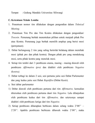 Peraturan Dan Tata Tertib Lomba Debat Bahasa Indonesia
