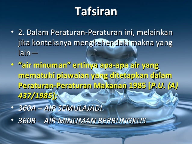 Peraturan-Peraturan kebersihan makanan 2009
