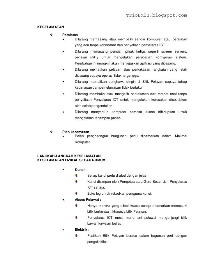 Peraturan makmal dan Etika Penggunaan Internet