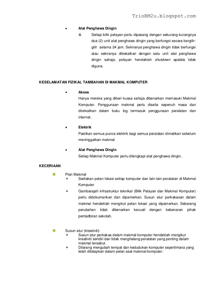 Peraturan makmal dan Etika Penggunaan Internet