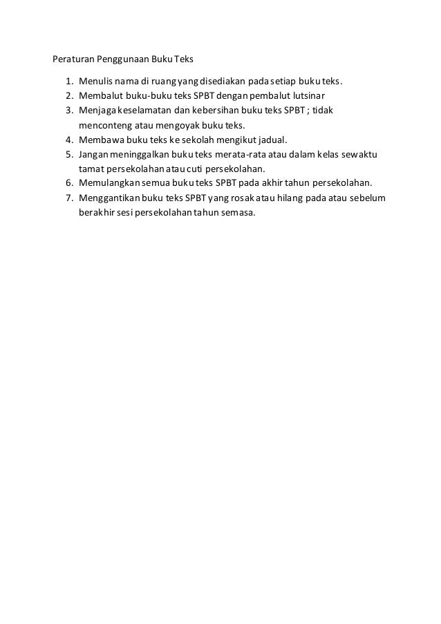 Peraturan penggunaan buku teks