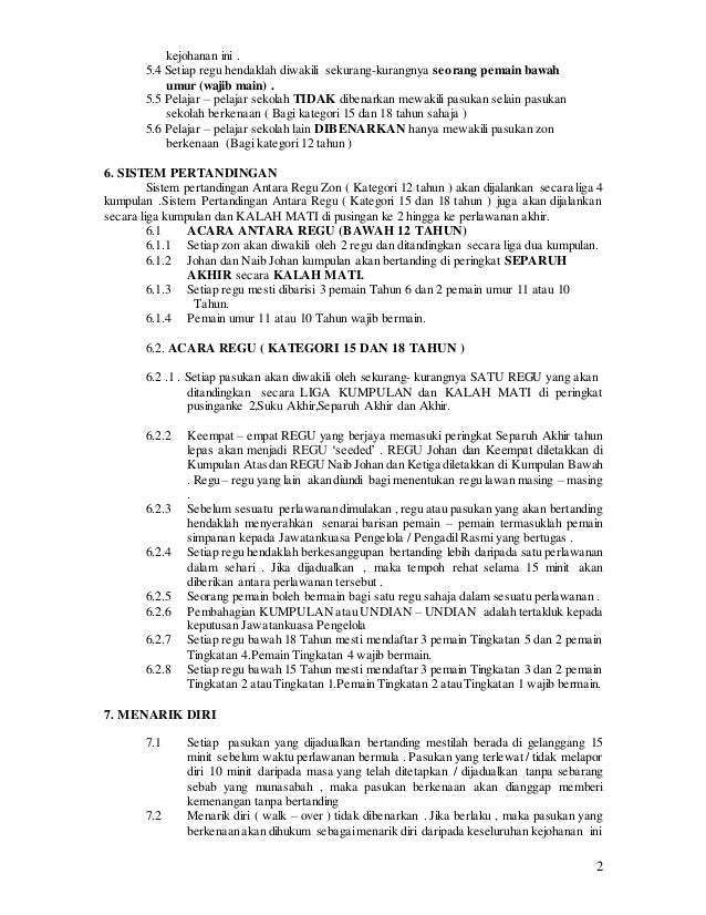 Peraturan Pertandingan Kejohanan Sepak Takraw 1
