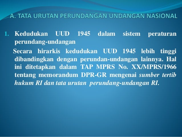 Tata urutan perundang undangan dalam sistem hukum nasional