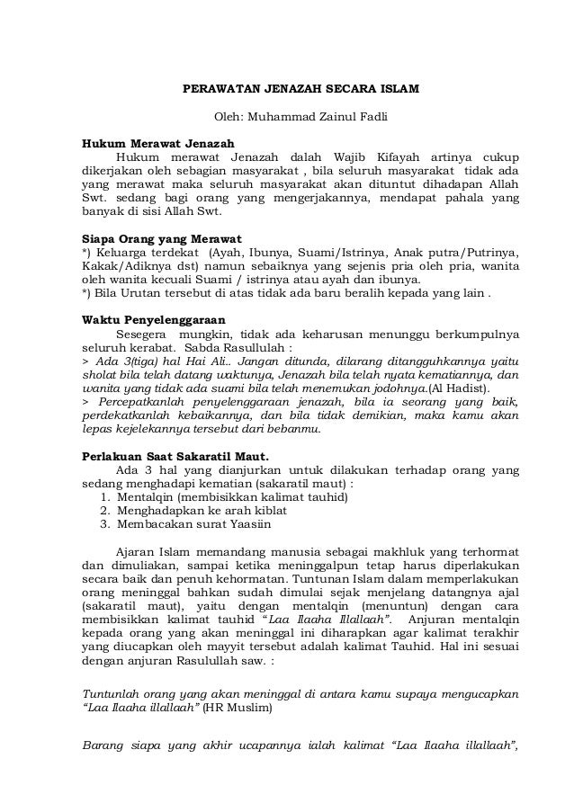 Perawatan Jenazah Perawatan Jenazah