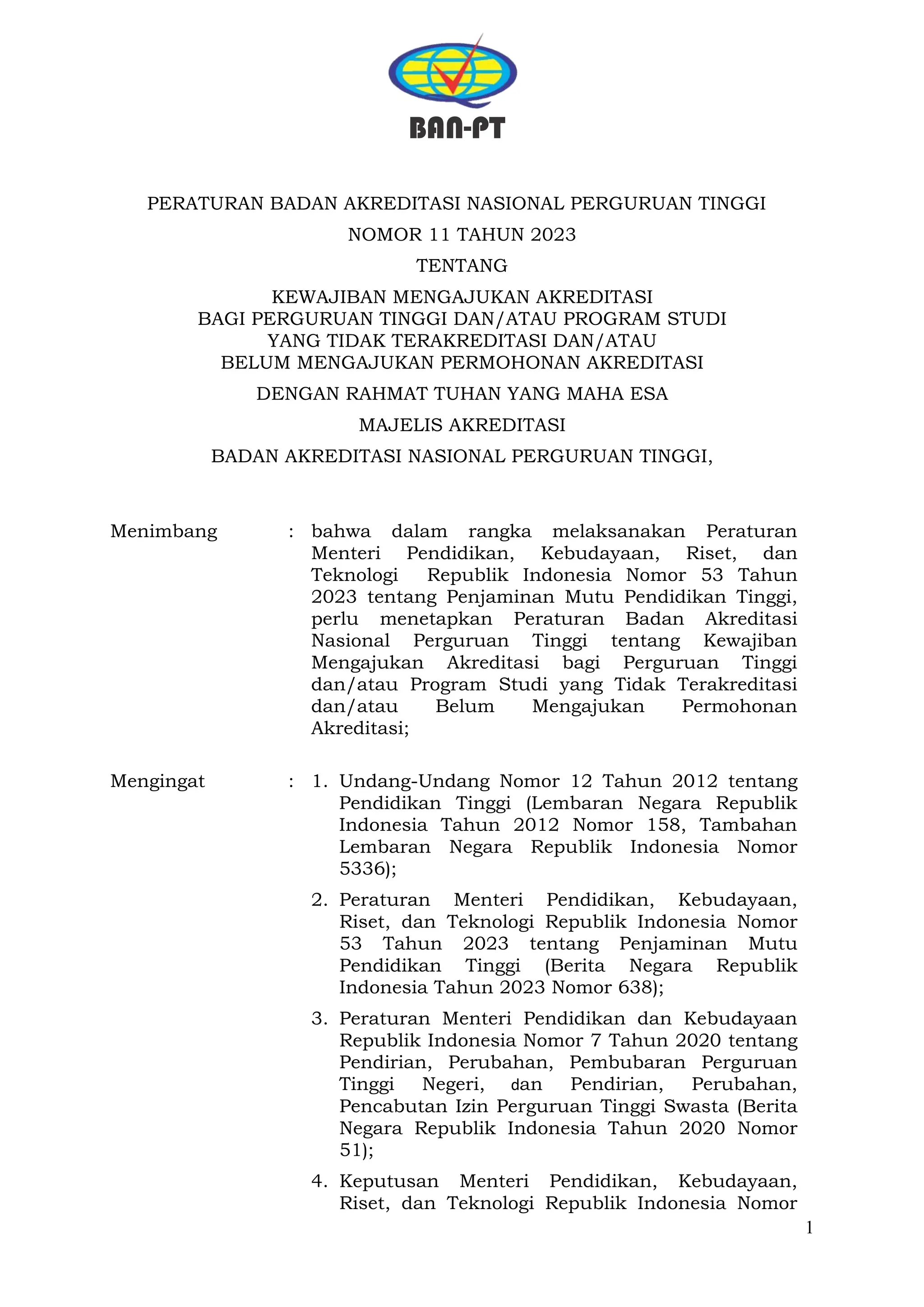 PerBANPT112023KewajibanMengajukanAkreditasi.pdf