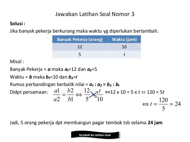 Rumus Perbandingan Berbalik Nilai Pekerja - Matematika Dasar