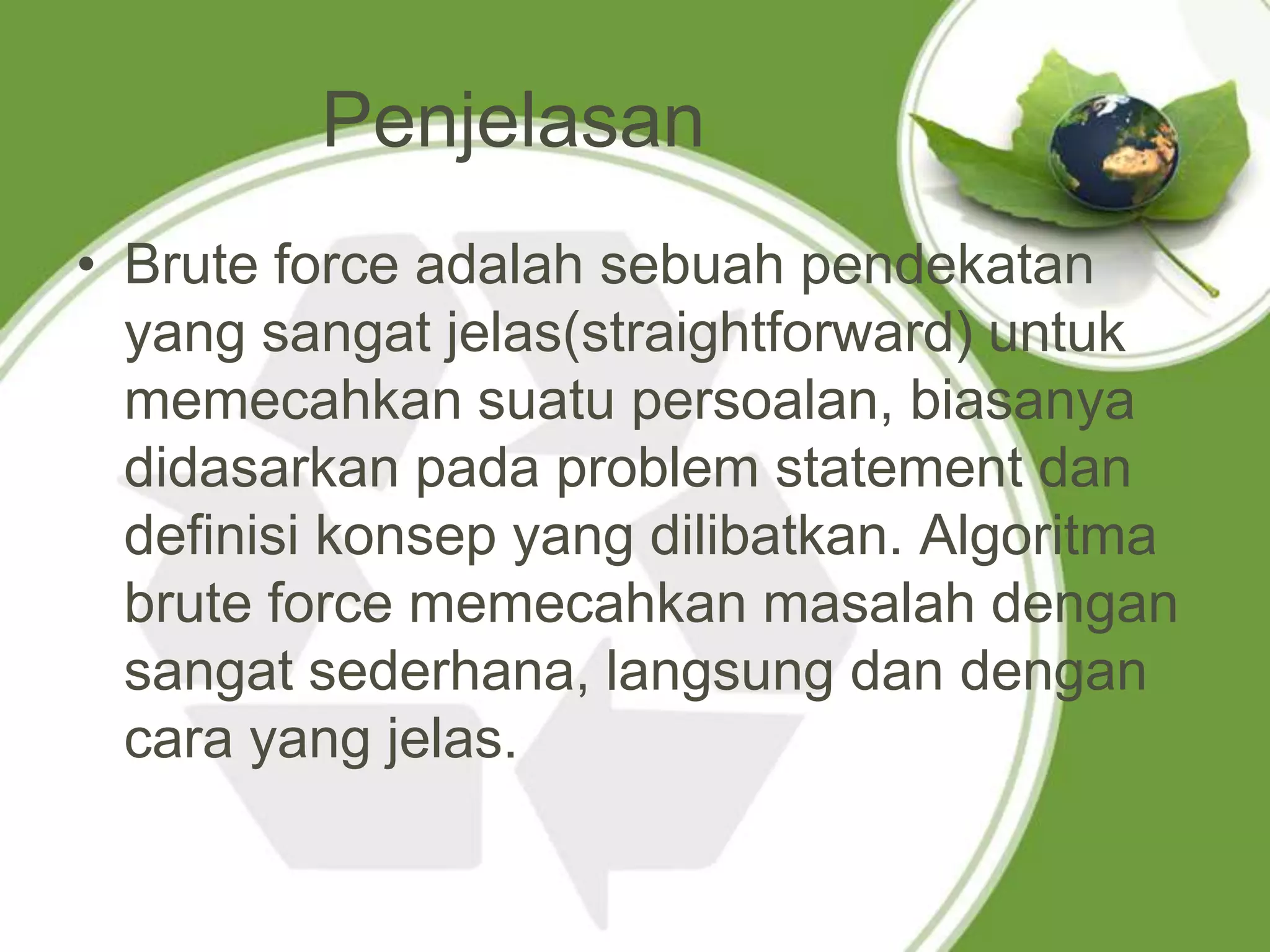 Perbandingan algoritma brute force , divide and conquer | PPTX