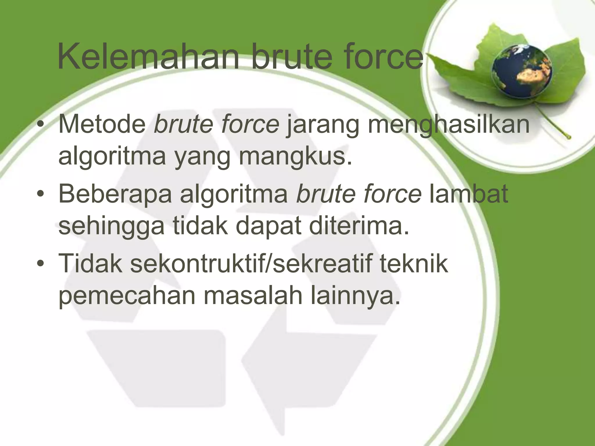 Perbandingan algoritma brute force , divide and conquer | PPTX