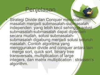 Perbandingan algoritma brute force , divide and conquer | PPTX