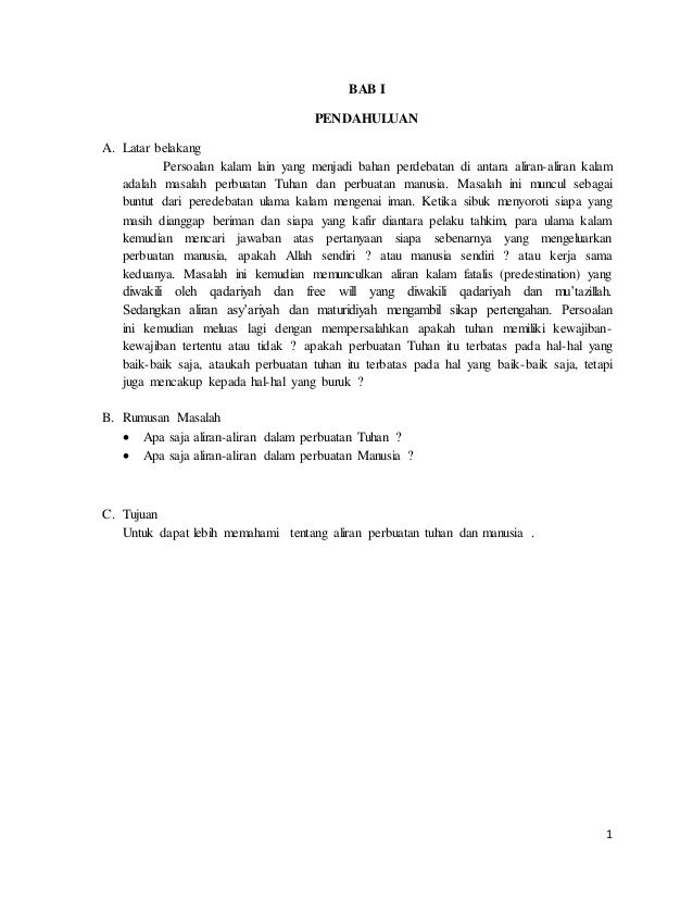 Perbandingan Antara Aliran Perbuatan Tuhan Dan Perbuatan Manusia