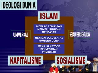 MEMILIKI PEMIKIRAN
MENYELURUH DAN
MENDASAR
MEMILIKI SOLUSI ATAS
PROBLEM DUNIA
MEMILIKI METODE
PENYEBARAN
PEMIKIRAN
 