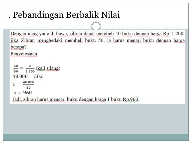 Perbandingan Senila Dan Berbalik Nilai