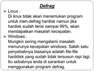 Perbandingan sistem operasi Linux & Windows | PPTX