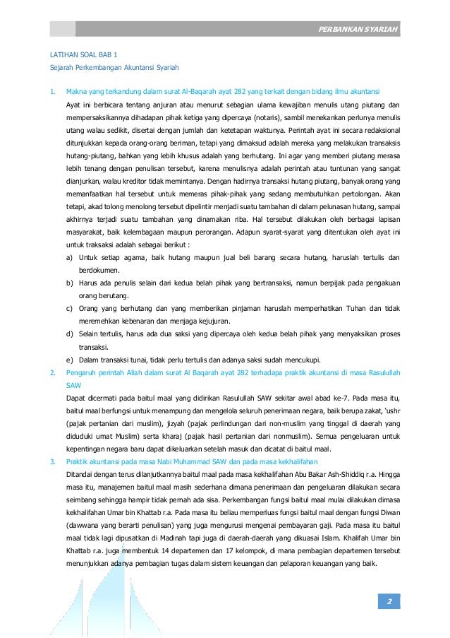 Soal Pembahasan Bab 1 7 Perbankan Syariah Rizal Yaya Salemba 4
