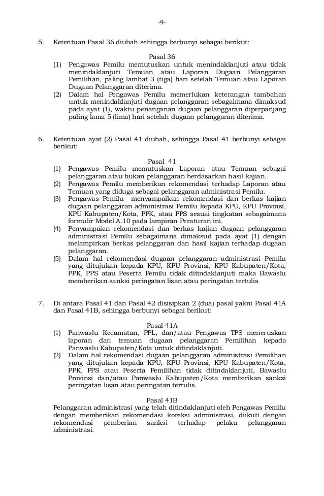 Perbawaslu no. 2 tahun 2015 ttg perubahan perbawaslu no 