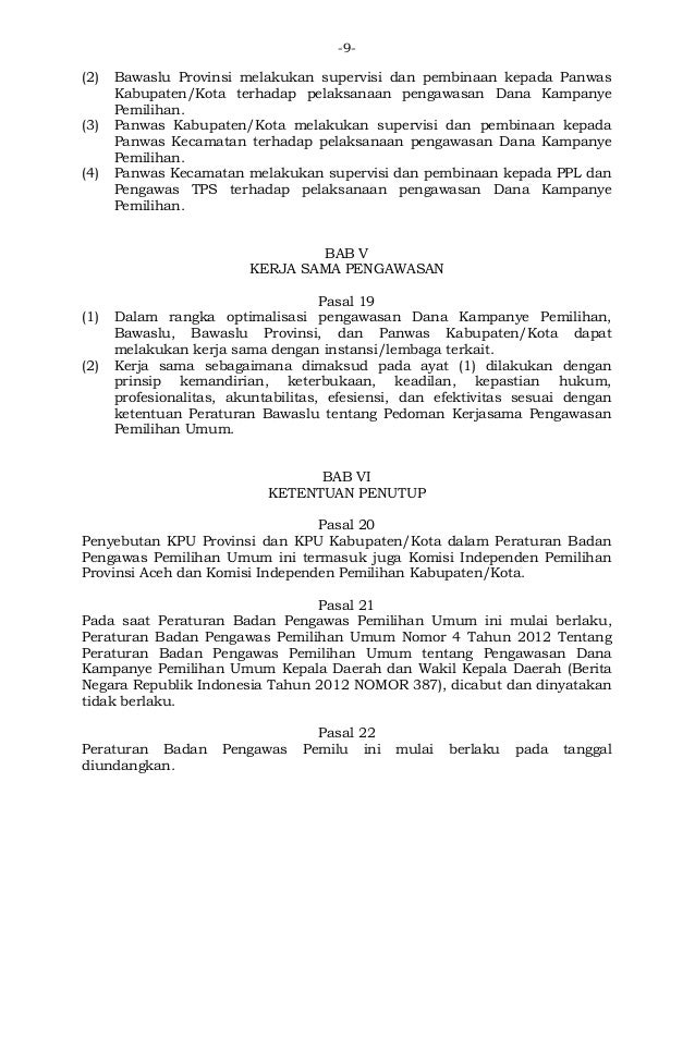 Perbawaslu no. 11 tahun 2015 ttg pengawasan dana kampanye 