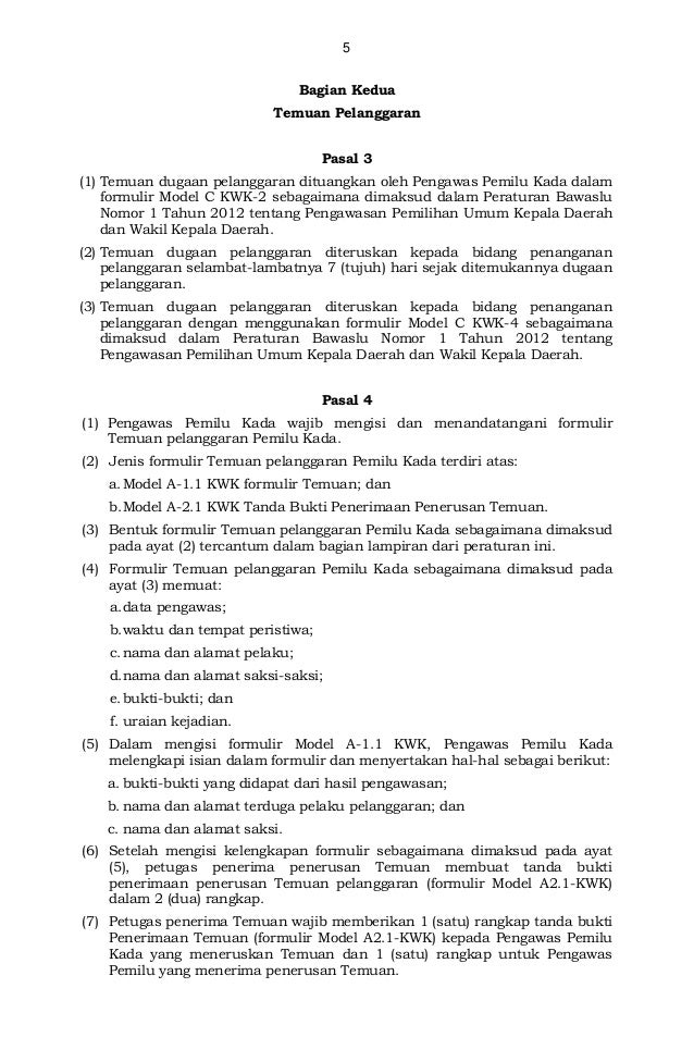 Perbawaslu no.2 2012_tata cara pelaporan dan penanganan 