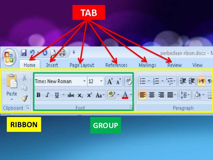 Perbedaan antara tab, ribbon