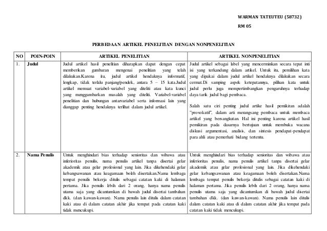 Perbedaan Artikel Penelitian Dengan Nonpenelitian Perbedaan Artikel Penelitian Dengan Nonpenelitian