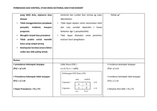 Perbedaan cros, case, cohort | DOCX